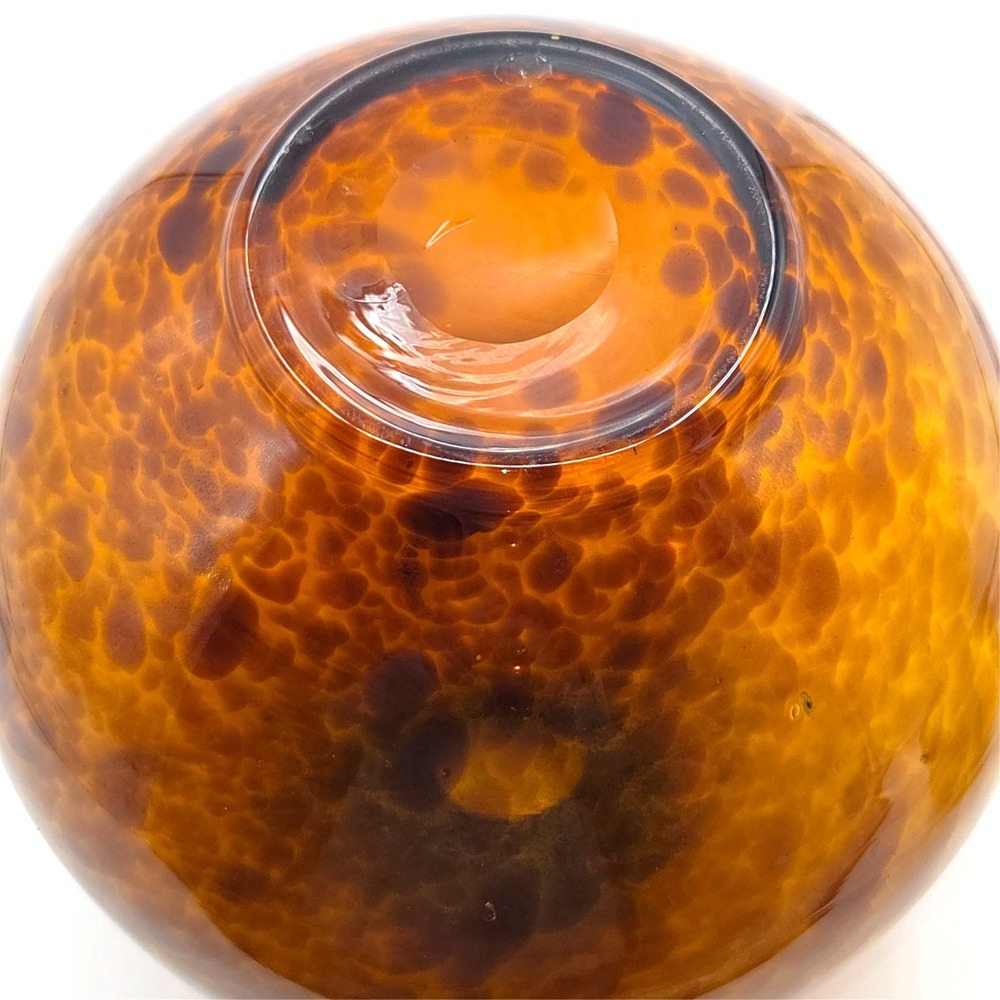 Amber TORTOISE SHELL‎ Art Glass Vase  Hand Blown 8" TALL VINTAGE - Picture 5 of 5